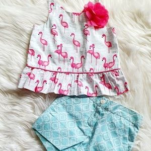 *SOLD* Janie & Jack Flamingo Set 6-12M
